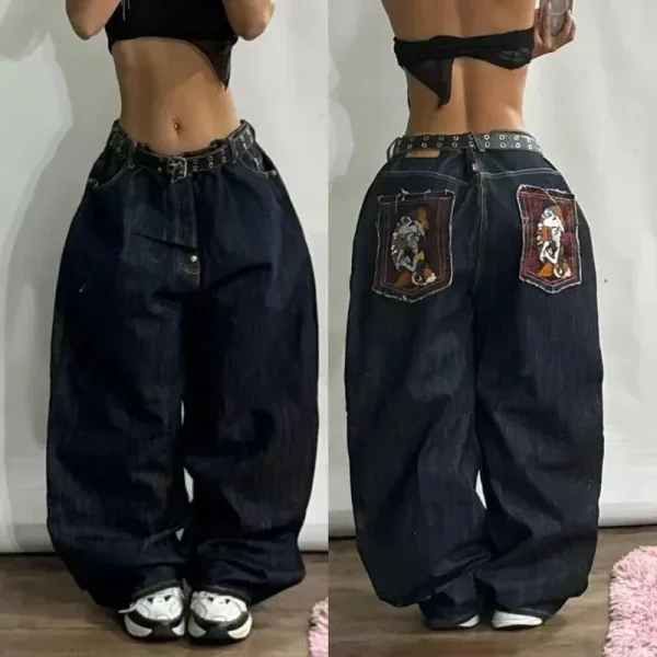 American Retro Cleanfit Fashion Print Baggy Jeans Women's Y2K Popular Casual Joker Gothic High Waist Wide-Leg pants Street Wear - Image 3