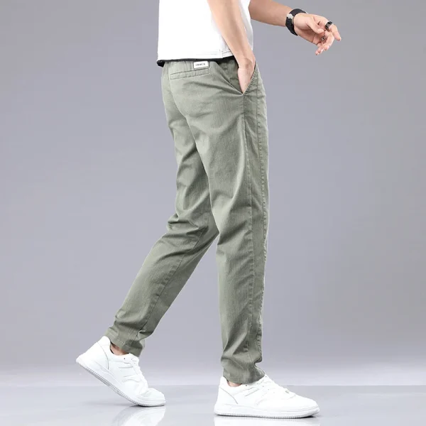 6 Colour Summer Men's Classic Cotton Solid Color Fashion Business Casual Pants Elastic Waist Korean Fashion Men Clothing 28-38 - Image 4