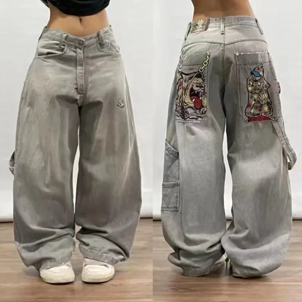 2024 Rare Vintage Y2K ECKO Plex DJ gigantic pocket wide leg baggy jeans street casual high quality pants for men and women - Image 5