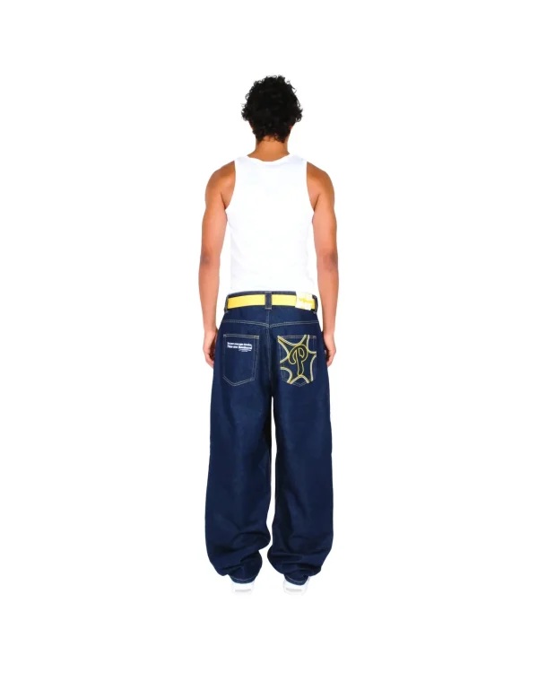 Streetwear PROTECT Jeans Y2K Mens Pants Harajuku Hip Hop Letter Embroidery Vintage Blue Baggy Jeans High Waist Wide Leg Trouser - Image 4