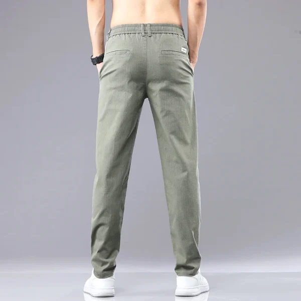 6 Colour Summer Men's Classic Cotton Solid Color Fashion Business Casual Pants Elastic Waist Korean Fashion Men Clothing 28-38 - Image 6