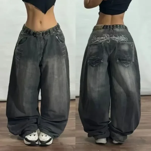 American Retro Cleanfit Fashion Print Baggy Jeans Women's Y2K Popular Casual Joker Gothic High Waist Wide-Leg pants Street Wear - Image 6